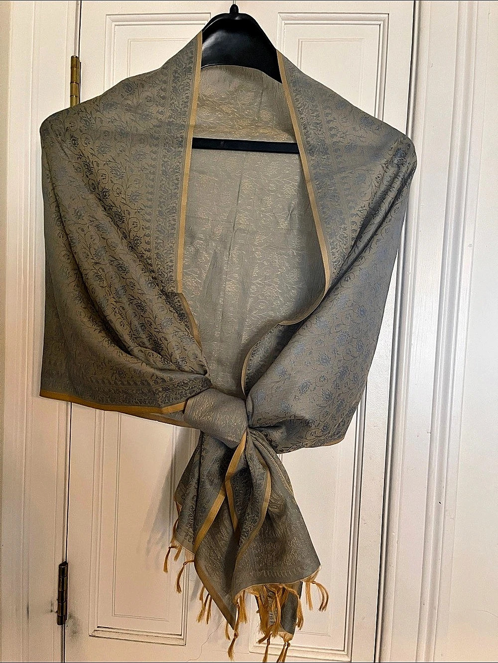 Paisley Wrap in Gray & Gold Like New